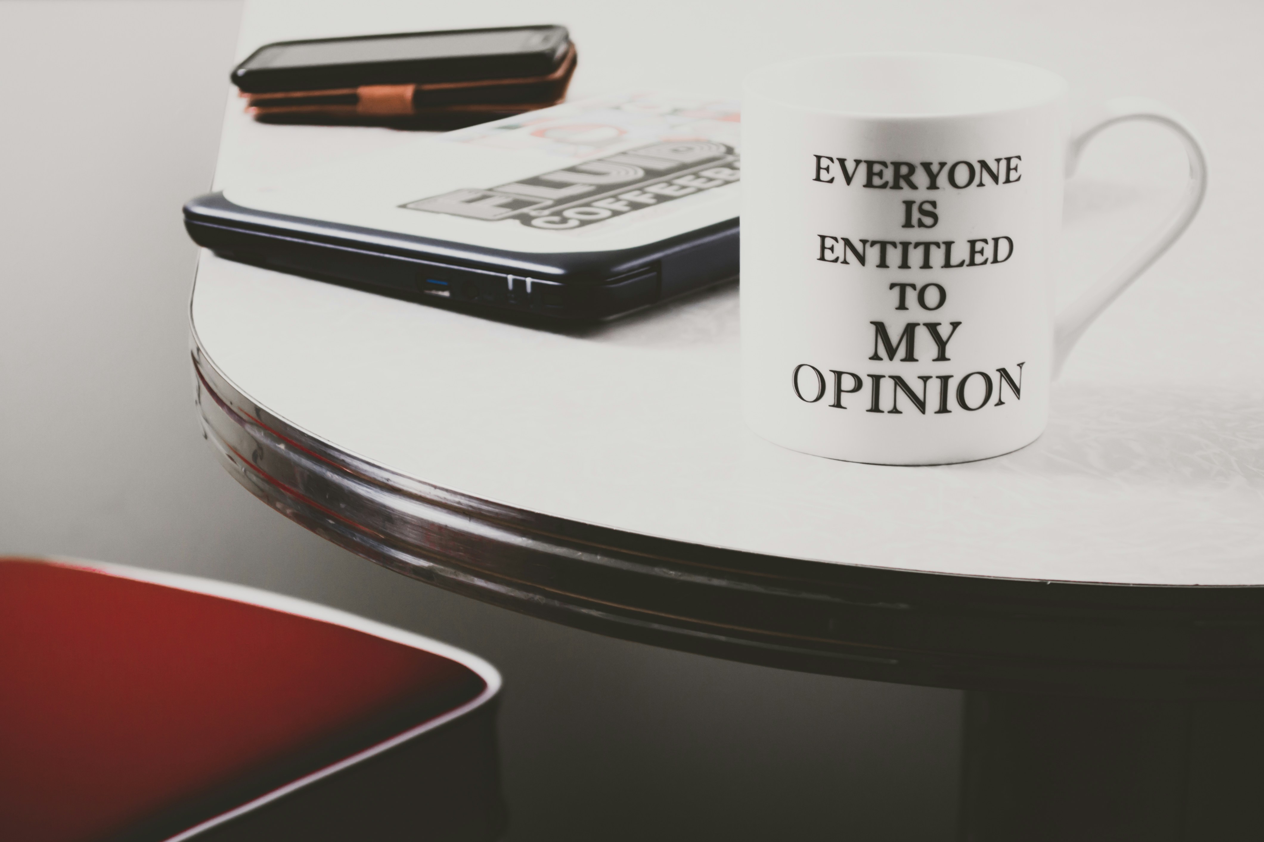 Mug with expression "everyone is entitled to my opinion"