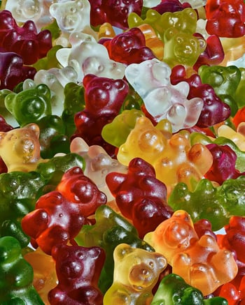 Different color gummie bear candies