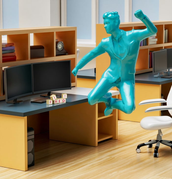 Figurine of employee leaving