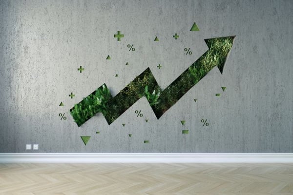 Growth Journey - arrow of plants moving upwards
