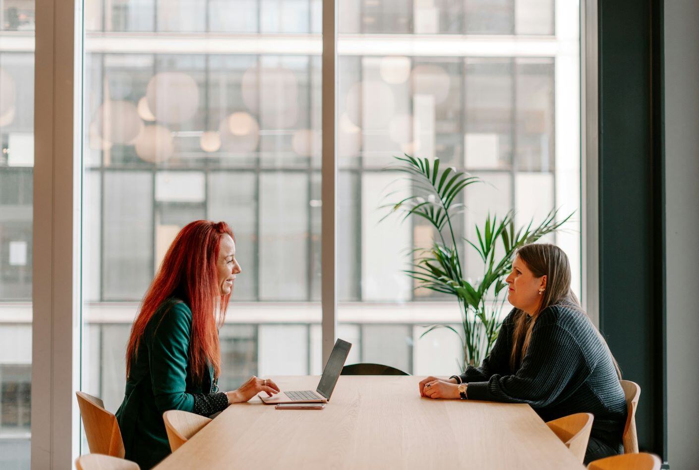 Interview two women talking