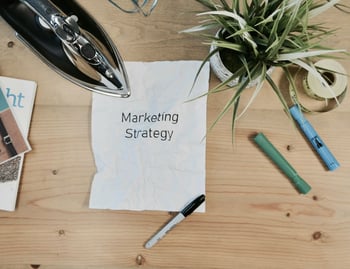 Marketing and strategy printed on paper
