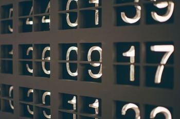 Flip numbers on a board, reflecting employee engagement statistics