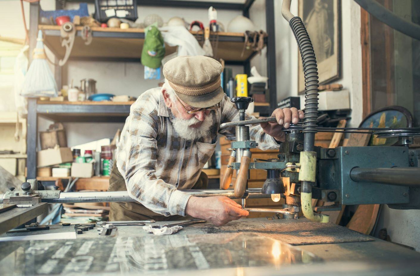 Older man in a workshop