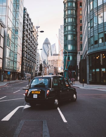 Taxi on London street