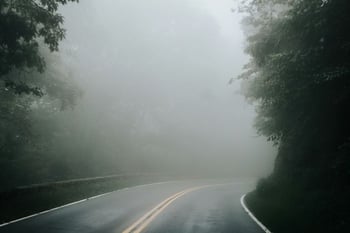 road driving in fog